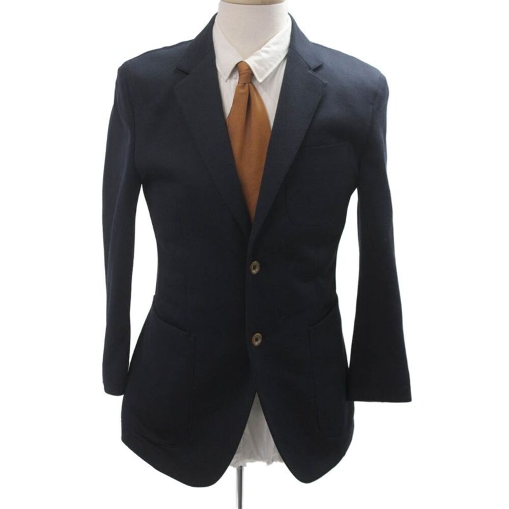 Scott James Mens Dark Blue Wool Classic Blazer Button Closure Size 38